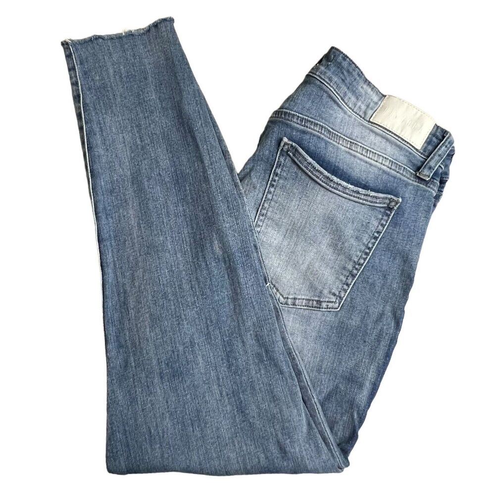 Pistola Womens Medium Wash Mid Rise Distressed Raw Hem Skinny Jeans 32 - Picture 1 of 8